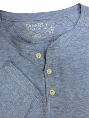 Faherty Shirt Men XL Blue Cloud Cotton Long Sleeve Henley Pima Modal Soft Raglan
